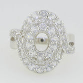 14K White Gold Semi Mount Ring Setting Oval OV 8X6mm PJC3353R14KW - Syzjewelry